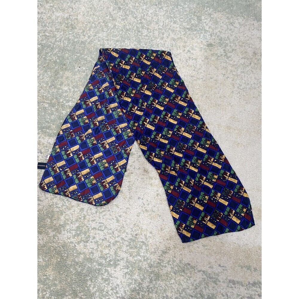 Uppsala University Universitet Pure Silk Rectangular Scarf 52” Navy Pattern